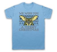 My Icon Art & Clothing Grem Creature - Camiseta para hombre con texto en inglés "We Wish You A Merry Christmas", azul celeste, L