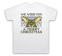 My Icon Art & Clothing Grem Creature - Camiseta para hombre con texto en inglés "We Wish You A Merry Christmas", blanco, M
