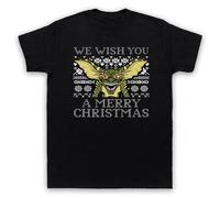 My Icon Art & Clothing Grem Creature - Camiseta para hombre con texto en inglés "We Wish You A Merry Christmas", Negro, XXL