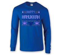 My Icon Art & Clothing Happy Hanukkah - Jersey de manga larga de imitación Azul azul real XXL