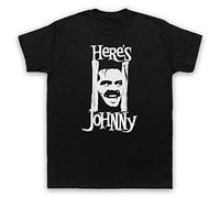 My Icon Art & Clothing Here's Johnny Jack Nicholson Shin Horror Film Novel - Camiseta para hombre Negro Large/Pecho 107/ 112 cm