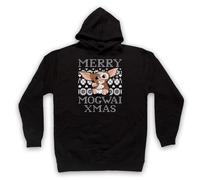 My Icon Art & Clothing Merry Mog' Christmas Giz' Grem' Creature - Sudadera con capucha divertida para adultos, color negro, talla L