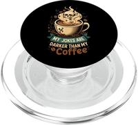 My Jokes Are Darker Than My Coffee Skull Steam PopSockets PopGrip para MagSafe