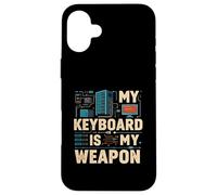 My Keyboard Is My Weapon Coder Programmer Tech Carcasa para iPhone 16 Plus