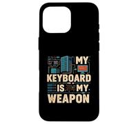 My Keyboard Is My Weapon Coder Programmer Tech Carcasa para iPhone 16 Pro MAX