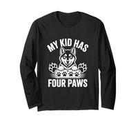 My Kid Has Four Paws Amante de mascotas Dueño de perro Animal Papá Padre Manga Larga