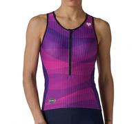 MY KILOMETRE Camiseta de Sin Manga para Triatlón Mujer - Maillot de Ciclismo con Cremallera Completa y 2 Bolsillos Traseros Reflectantes, Secado rápido, para Carrera y Natación (Morado M)