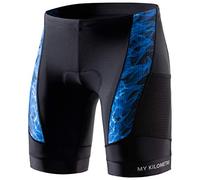 MY KILOMETRE Pantalones Cortos de Triatlón para Hombre - Culotte Ciclismo Profesionales con 2 Bolsillos Secado Rápido y Resistente para Natación, Ciclismo y Running