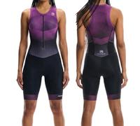 MY KILOMETRE Traje de Triatlón para Mujer Sin Mangas - Trisuit con Cremallera Completa y 2 Bolsillos Traseros Reflectantes Secado Rápido UPF50+ Trasero para Natación, Ciclismo y Carrera