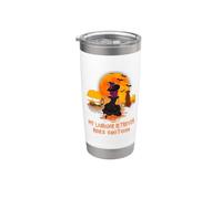 My Labrador Retriever Rides Shotgun Dog and Witch Halloween Vaso térmico de acero inoxidable de doble pared