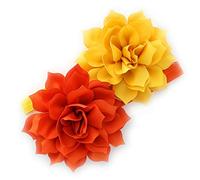 My Lello Diademas elásticas de flores de pétalos para bebés y niñas pequeñas, amarillo dorado/ naranja, 2 Count (Pack of 1)