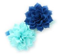 My Lello Diademas elásticas de flores de pétalos para bebés y niñas pequeñas, Azul claro/azul náutico, 2 Count (Pack of 1)