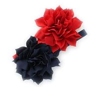 My Lello Diademas elásticas de flores de pétalos para bebés y niñas pequeñas, Rojo/Azul marino, 2 Count (Pack of 1)