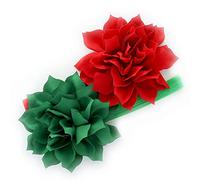 My Lello Diademas elásticas de flores de pétalos para bebés y niñas pequeñas, Rojo/Verde, 2 Count (Pack of 1)