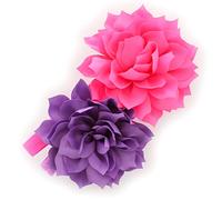 My Lello Diademas elásticas de flores de pétalos para bebés y niñas pequeñas, Rosa intenso/lavanda, 2 Count (Pack of 1)