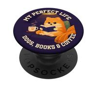 My Life Dogs Books & Coffee - Bibliotecario de Ratones de Biblioteca PopSockets PopGrip Adhesivo