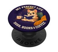My Life Frenchie Dogs Libros y café - Bookworm PopSockets PopGrip Adhesivo