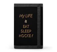 My Life Is Eat Sleep - Cartera casual de hockey para hombre, minimalista, triple pliegue, tarjetero, monedero