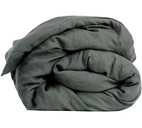 My Linen Home Funda Nórdica de Lino 100% Lavado a la Piedra Verde Oscuro, Edredón Doble 200x200cm I Lavable a Máquina I Hipoalergénicas, Reguladoras de la Temperatura y Transpirables