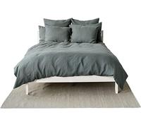 My Linen Home Ropa de cama de lino puro 100% Lavado a la piedra Verde oscuro, Individual Incluye 1 Funda Nórdica 155x220 cm y 1 Funda Almohada 40x80 cm I Hipoalergénicas, Reguladoras de la Temperatura