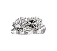 My Linen Home Sábana Bajera de Lino 100% Lavada a la Piedra con Esquinas Rayas, 140x200x20cm I Dobladillo Elástico Continuo I Hipoalergénica, Termorreguladora, Transpirable I Delicada y Suave
