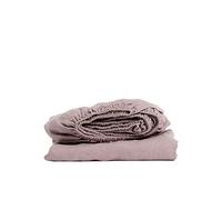 My Linen Home Sábana Bajera de Lino 100% Lavada a la Piedra con Esquinas Rosa Palo, 160x200x20cm I Dobladillo Elástico Continuo I Hipoalergénica, Termorreguladora, Transpirable I Delicada y Suave