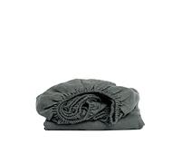 My Linen Home Sábana Bajera de Lino 100% Lavada a la Piedra con Esquinas Verde Oscuro, 90x200x20cm I Dobladillo Elástico Continuo I Hipoalergénica, Termorreguladora, Transpirable I Delicada y Suave