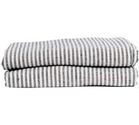 My Linen Home Sábana Plana de Lino Natural 100% Lavada a la Piedra Rayas, 200x260 cm I Hipoalergénica, termorreguladora y Transpirable I Suave y Delicada Incluso para Pieles sensibles