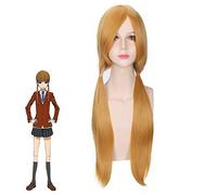 My Little Monster Cosplay peluca dorada rubia larga recta pelo sintético cola de caballo Mizutani Shizuku damas pelucas con flequillo