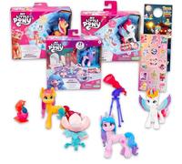 My Little Pony Juego de figuras de juguete para niñas, paquete con 2 muñecas mágicas MLP Cutie Mark y fiesta de té de unicornio Izzy con accesorios, calcomanías, más | Figura de My Little Pony para