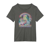My Little Pony Retro Fan Club Original Rainbow Group Shot Camiseta, Mujer Tallas Grandes, Asfalto, 1XL Grande