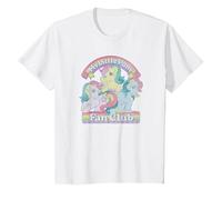 My Little Pony Retro Fan Club Original Rainbow Group Shot Camiseta, Niños, Blanco, 12 años