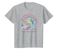 My Little Pony Retro Fan Club Original Rainbow Group Shot Camiseta, Niños, Gris Jaspeado, 6 años