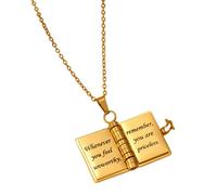 My Little Star Book Necklace, portátil colgante Jewelry, 3,94 x 2,76 in Stylish Titanium Steel Chain, Elegant plegable Design for Girls, Mothers, Daughters, Teachers, Birthday, Graduación, Dance, Se