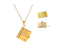 My Little Star - Collar con diseño de libro de mi hija increíble, se puede abrir con 6 páginas de información grabada, una letra para mi hija, joyería de amor, regalo de joyería para el primer día de