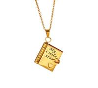 My Little Star - Collar de libro para nieta e hija, collares de oro y plata, cadena grabada con inicial para mujeres y niñas, talla única, Metal, Ojo de gato