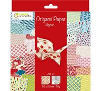 Clairefontaine ES Avenue Mandarine OR514C - Un paquete de 60 hojas Origami 20 x 20 cm 70 g (30 diseños x 2 hojas) y una tabla de pegatinas incluida, Nippon