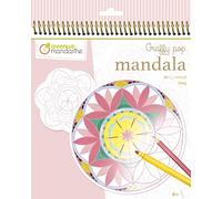 Clairefontaine ES Avenue Mandarine - Ref GY027O - Libro colorear Graffy Pop Mandala - Diseños para niñas - Formas precortadas fáciles de desmontar, papel de dibujo de 250 g/m², 36 hojas, 12 diseños, mayores de 6 años