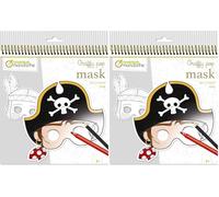 My Mandarine GY022O - Un carnet à spirale Graffy pop mask comprenant 24 masques pré-découpés à colorier (12 designs x 2) 250g, Garçon (Paquete de 2)