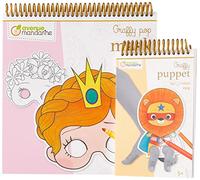 Clairefontaine ES Avenue Mandarine GY023AMZC 1 juego de colorear que incluye 1 cuaderno Graffy Puppet y 1 cuaderno de personajes de fantasía Graffy Mask para niñas (24 máscaras) a partir de 5 años