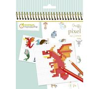 Clairefontaine ES Avenue Mandarine GY098C - Un cuaderno de espiral Graffy Pixel 24 páginas para colorear (12 modelos x 2, 24 hojas cuadriculadas en blanco) 250 g, fantásticos diseños