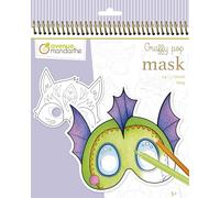 Clairefontaine ES Avenue Mandarine GY138C Cuaderno Espiral Graffy Pop Mask, Animales Fantásticos, 24 Máscaras para Colorear Precortadas, a Partir de 5 Años, Papel Clairefontaine ES Certificado PEFC