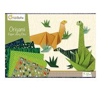 My Mandarine KC040O - Une boite créative Origami Initiation Dino comprenant 40 feuilles de papier origami, une planche de stickers et 10 modèles de pliage