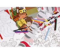 MY MANDARINE LOTCREA3C - Pack Activités Créatives Enfants 2-4 Ans, Kit Éveil Créatif avec Feutres Double Pointe, Stickers, Ours à Décorer, Graffy Roll & Shapes, Pochettes Animaux pour Loisirs Créatifs