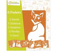 My Mandarine - Pack de 6 Stencils Infantiles - Tema: Gatos - Dimensiones stencil: 15x15cm - Pasatiempos creativos, decoración DIY - PO009C