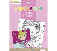 My Mandarine PP019O - Un set Graffy paint comprenant un tableau 20x20 cm, un pinceau et 6 pots de peinture, Princesse