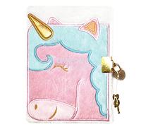 Clairefontaine ES Avenue Mandarine CO209C - Un diario íntimo piel 240 páginas a rayas, 12,5 x 17 cm con cierre de candado, unicornio