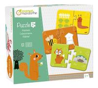 Clairefontaine ES Avenue Mandarine JE511C - Une boite de 12 puzzles 2 pièces, Les habitats 8x12 cm à assembler
