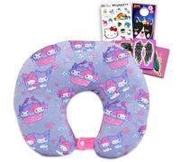 My Melody - Almohada cervical de viaje para niños, paquete con almohada de cuello My Melody y Kuromi de 13 pulgadas, tatuajes, calcomanías, más | Sanrio - Juego de accesorios de viaje para niñas