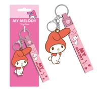 My Melody Llavero doble de flor de cerezo, llavero de personaje con licencia oficial, accesorio de llavero de metal, dije de bolsa, regalo coleccionable para fanáticos, llaves, mochila, uso de viaje